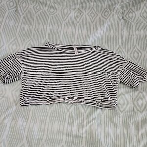 Black and White Striped Crop Top